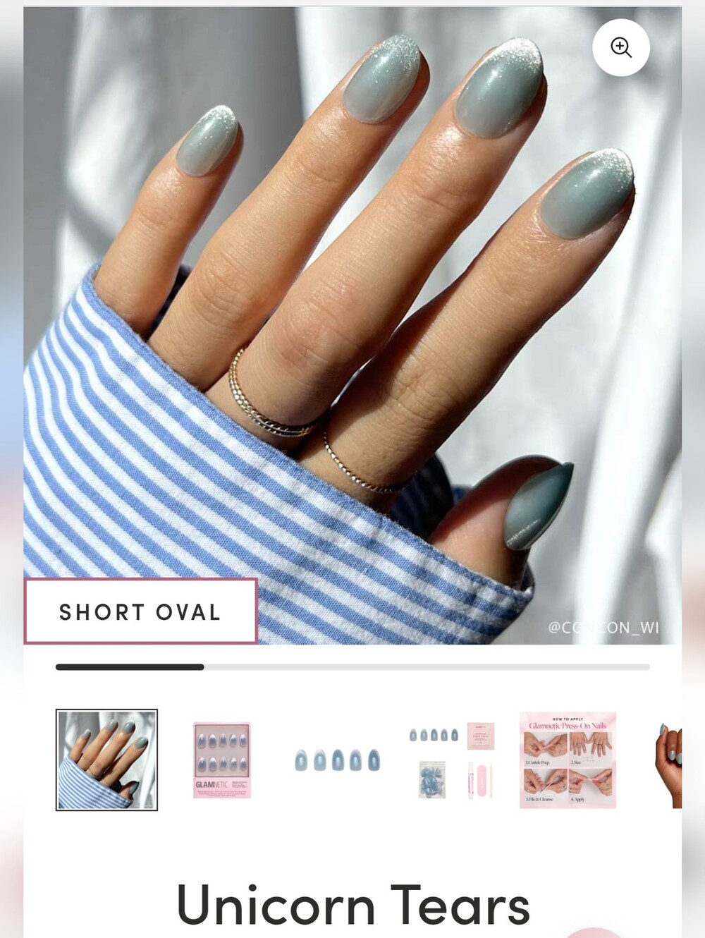 GLAMnetic Press-On Nails, Unicorn Tears, Shimmery Aqua Blue NEW - Picture 2 of 7